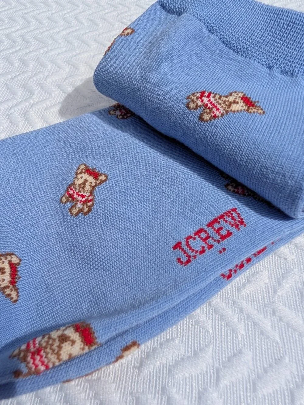 J.Crew French Bulldog Boot Socks - Blue Dog Pattern One Size - NWT